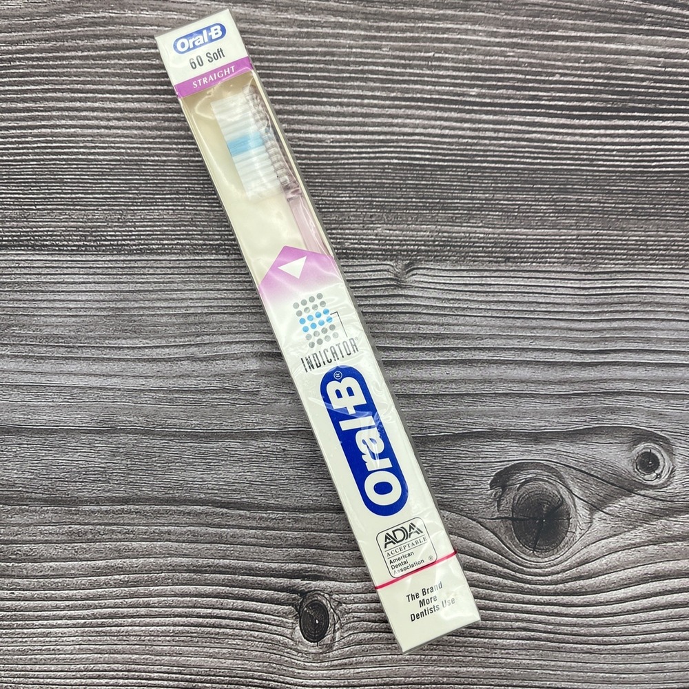 VTG Oral-B 60 Toothbrush 1980s USA Soft End-Round Bristles 4-ROW 8in TALL Purple